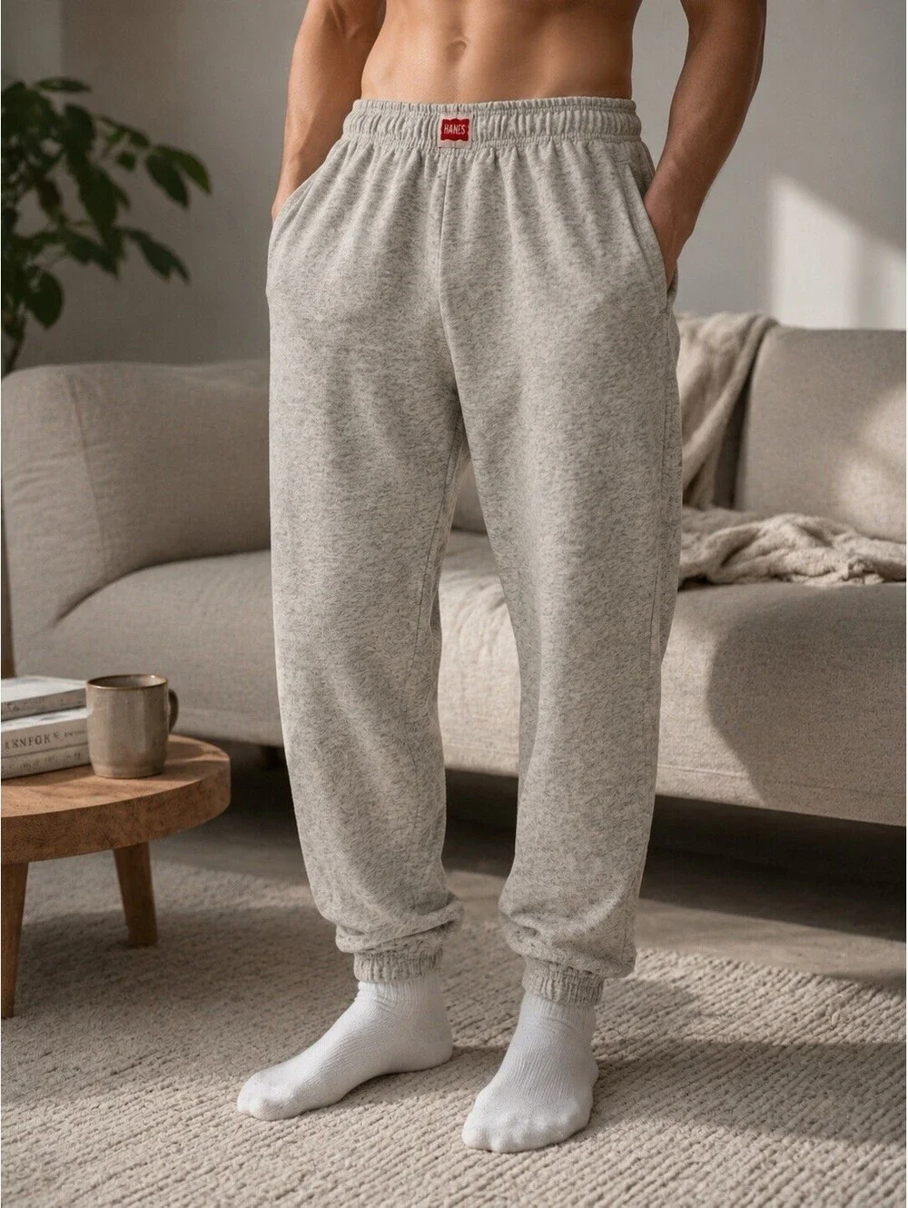 Hanes Sweatpants Men’s Gray Cotton Poly Size L FREE SHIPPING